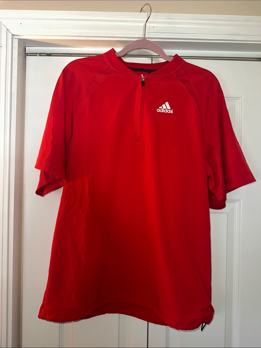 adidas Red Men’s Short-Sleeve Half-Zip Training Top